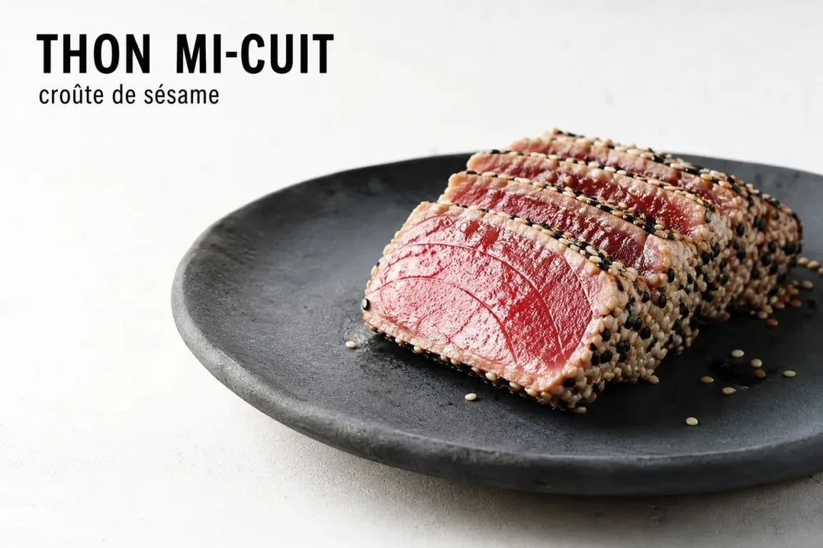 Steak de thon mi-cuit en croûte de sésame pour une cuisson parfaite
