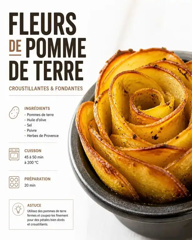 Fleur de pomme de terre croustillante au four, recette de rose de pomme de terre