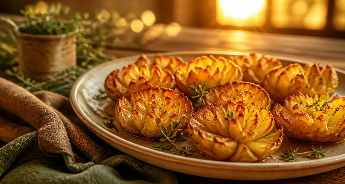 fleur de pomme de terre croustillante sur plat