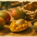 Mangue mure : doigts sur la peau et papier journal pour mûrir sans se tromper