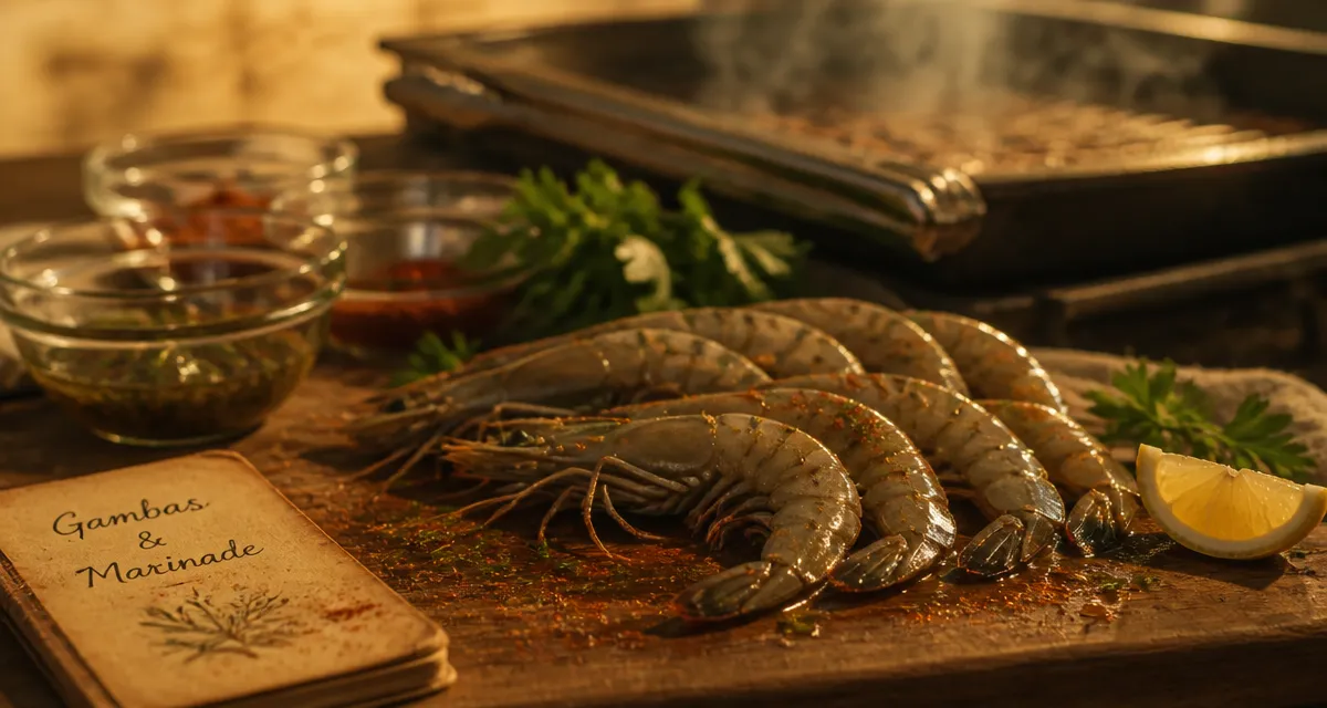 Marinades gambas : gambas au citron et paprika, prêtes sur plancha