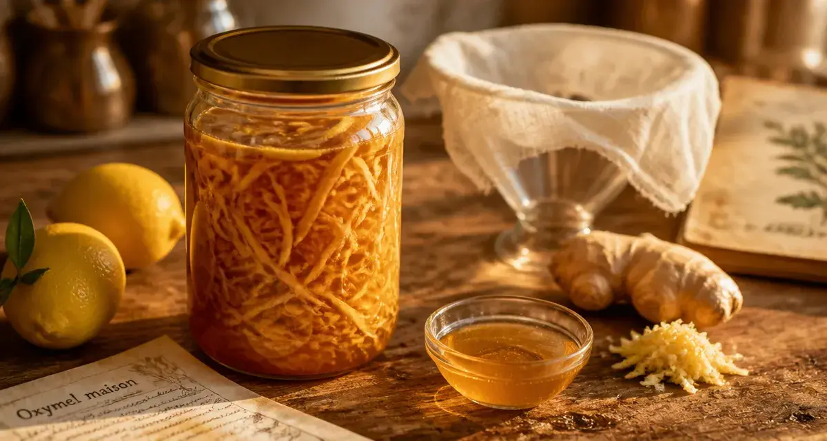 Oxymel recette maison miel gingembre au citron en bocal