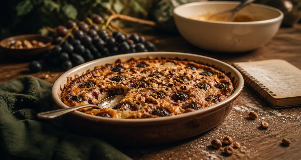 Recette au raisin : clafoutis aux raisins doré