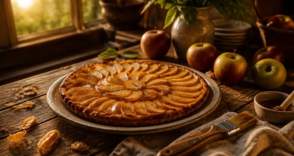 recette avec de la pate feuilletee tarte fine pommes dorée