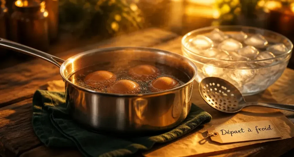 Temps cuisson oeuf dur eau froide, 9 minutes, œufs durs parfaits