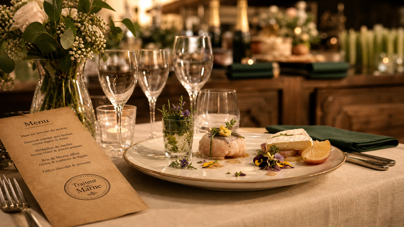 Traiteur dans la marne : table de réception chic et service traiteur