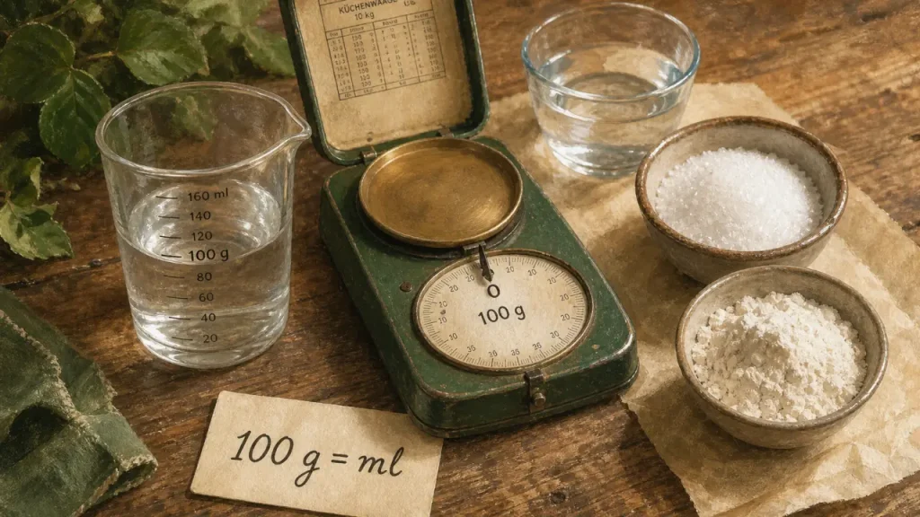 100 g en ml : l’eau, le sucre et la farine ne donnent pas le même volume