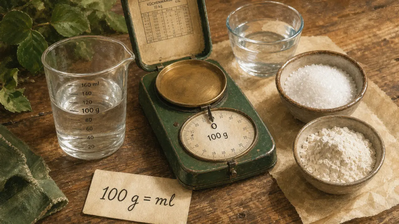 100g en ml : eau, sucre et farine ne donnent pas le même volume