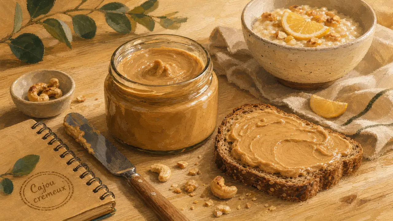 Beurre de noix de cajou crémeux maison sur tartine