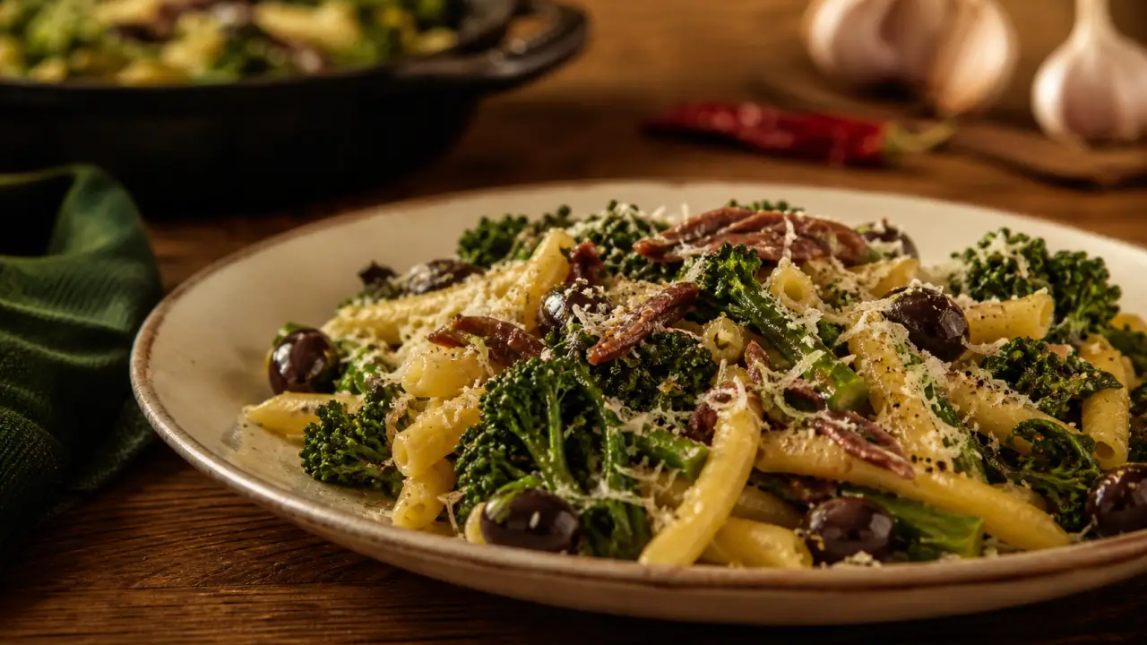 Brocoli italien : friarielli et brocoli-rave sur pâtes, antipasti siciliens