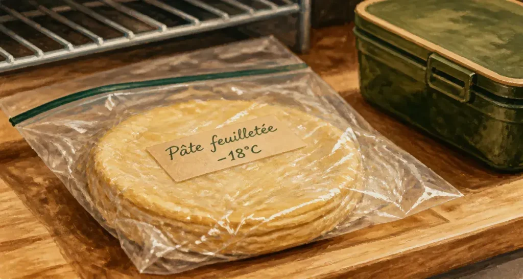 Congéler pate feuilletée -18°C : pâte emballée au congélateur