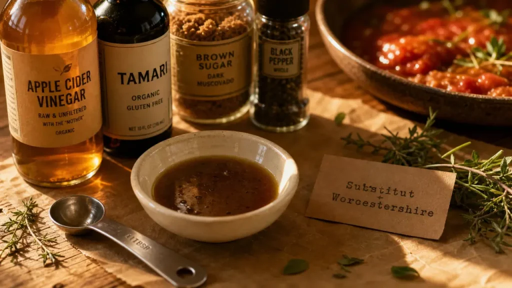 Remplacer la sauce Worcestershire sans déséquilibrer le plat : soja, vinaigre et bons dosages
