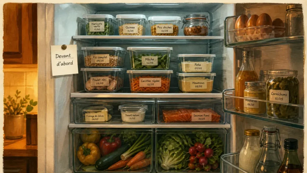 Ranger son frigo par zones de froid, dates visibles et aliments à finir