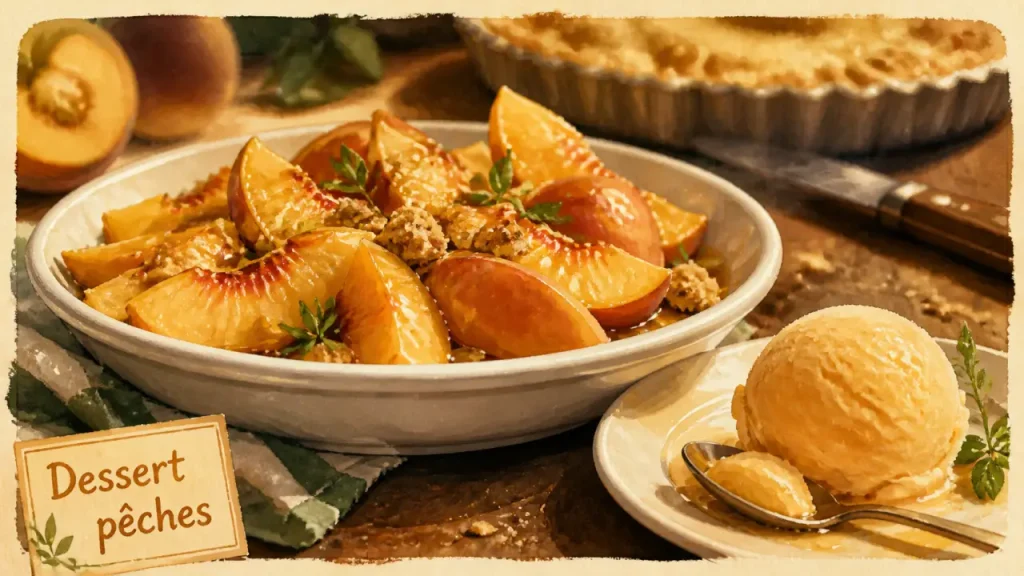 Tarte moelleuse, crumble doré ou sorbet minute : quel dessert aux pêches choisir ?