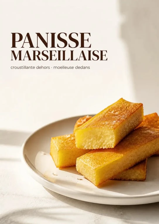 Panisse marseillaise dorée et croustillante servie sur une assiette blanche