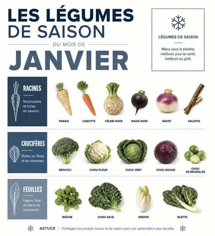 Calendrier des légumes de saison en janvier pour une alimentation locale et équilibrée