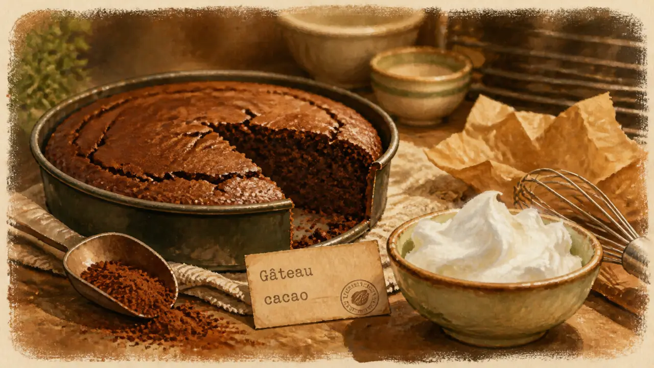 Gateau cacao moelleux avec blancs en neige, 180°C