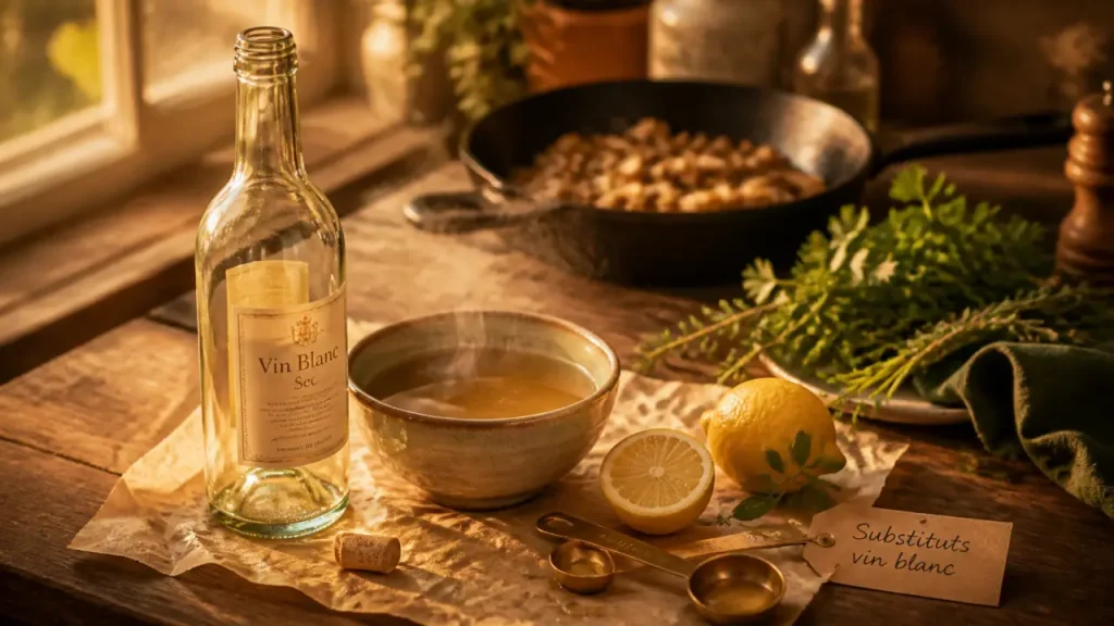Par quoi remplacer le vin blanc en cuisine selon le plat et l’effet recherché