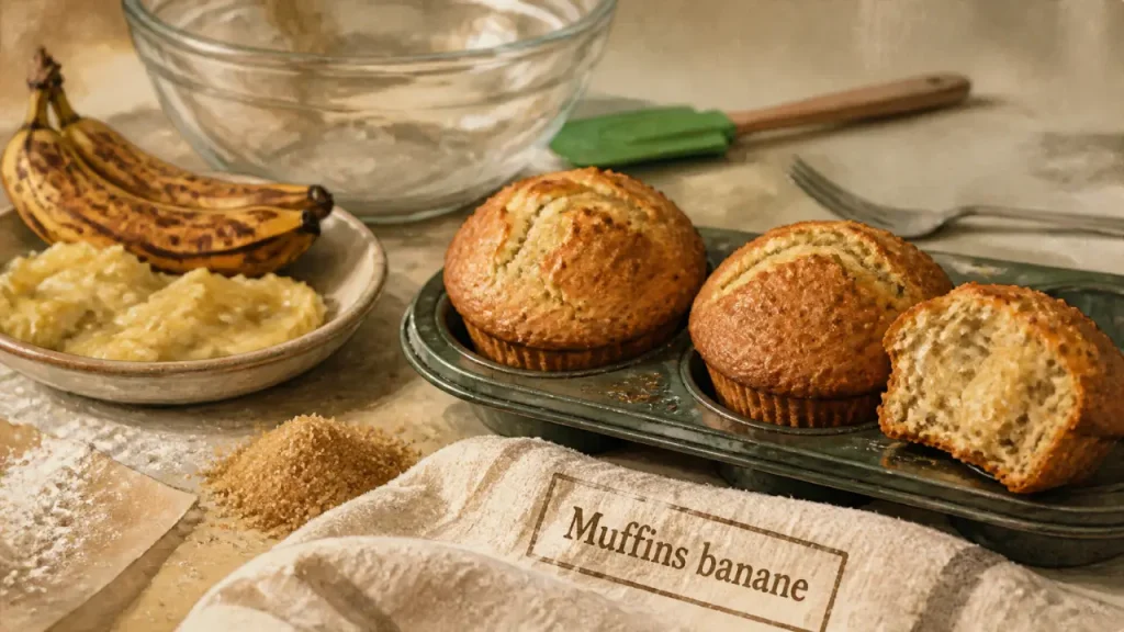 Muffins banane moelleux : bananes tachetées, cuisson en deux temps et pâte légère