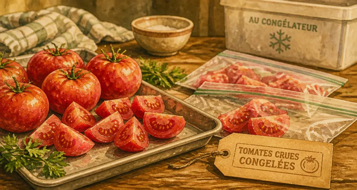 Congelation tomate crue : tomates crues au congélateur