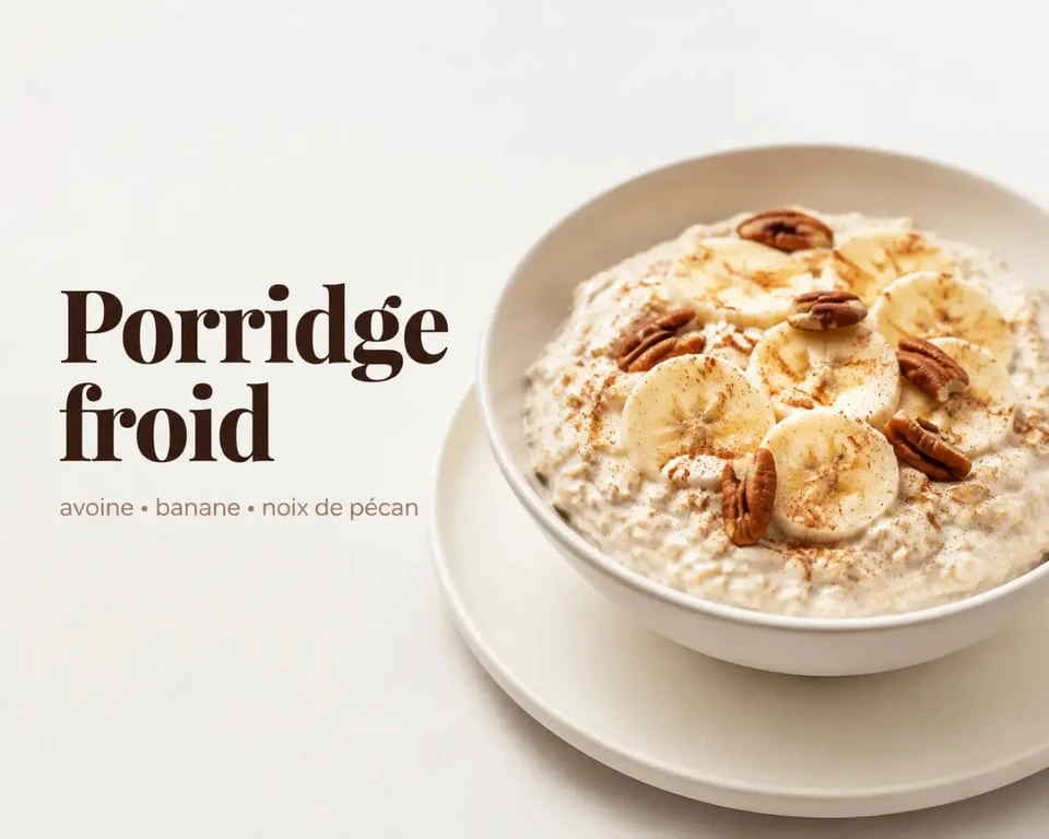 Recette flocon d avoine weight watchers : bol de porridge froid crémeux avec banane et noix de pécan