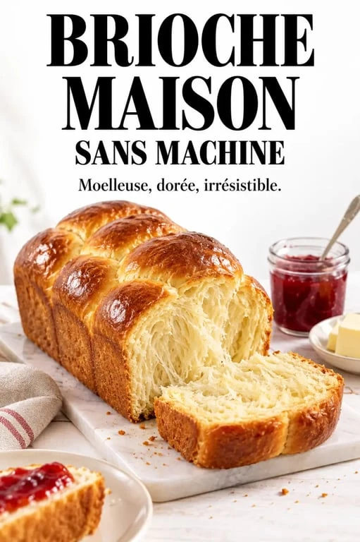 Recette de brioche facile sans machine, dorée et moelleuse dans un moule à cake