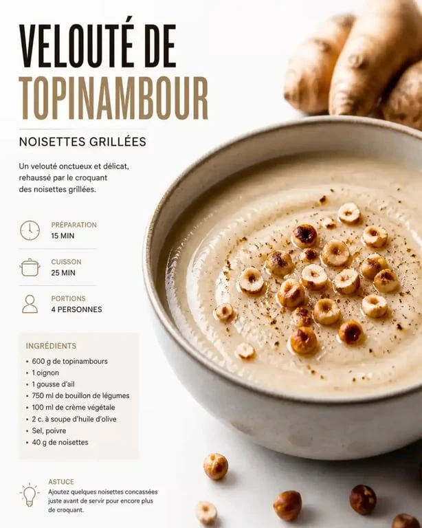 Velouté de topinambours aux noisettes torréfiées