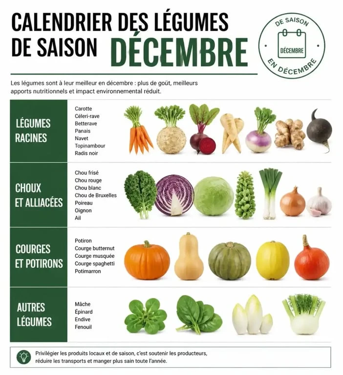 Calendrier des légumes de saison en décembre