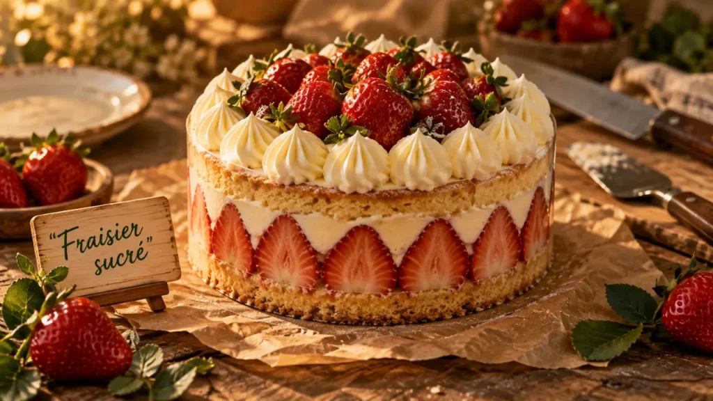 Un fraisier sucré réussit avec des fruits mûrs et une crème légère