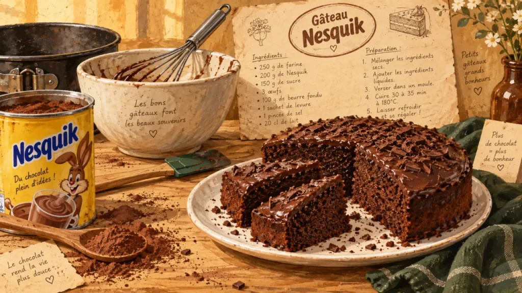 Gâteau au Nesquik : 6 parts moelleuses prêtes en 25 minutes
