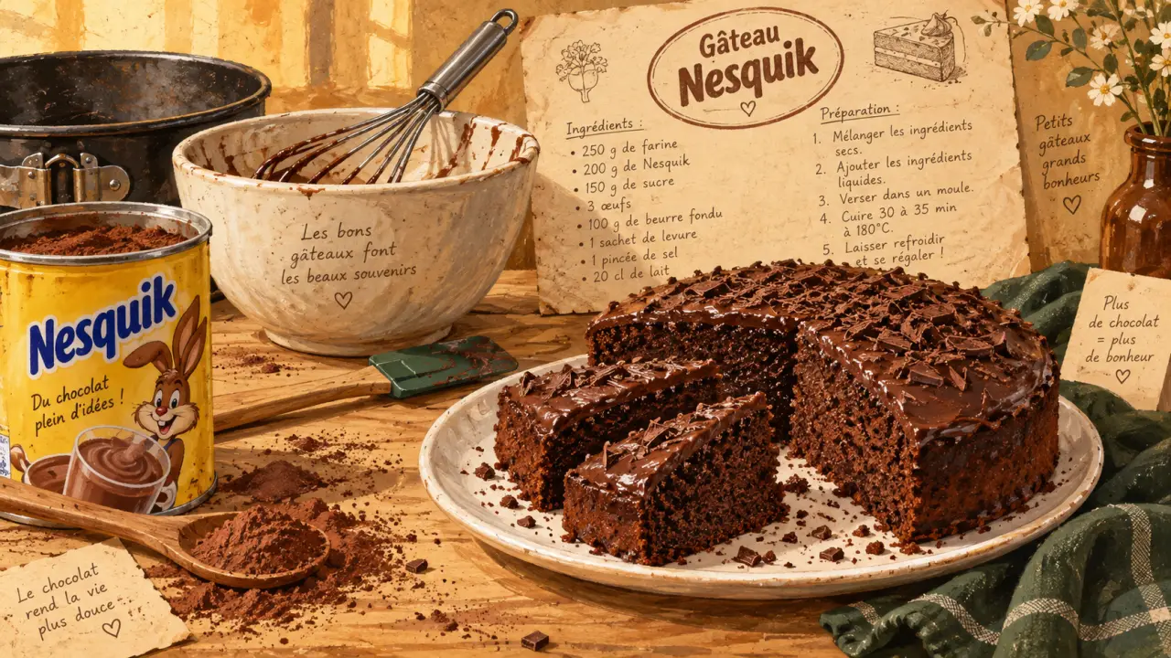 Gateau au nesquik moelleux en tranches, prêt en 25 min