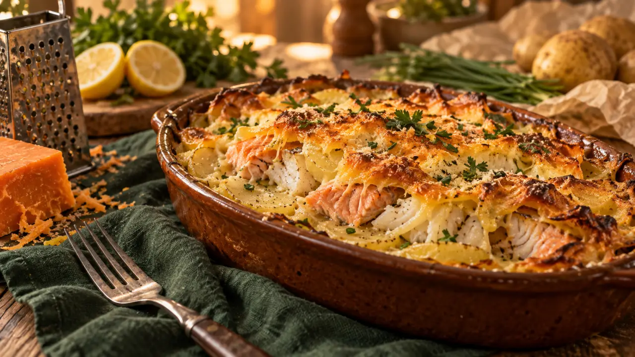 Gratin poisson pommes de terre Cyril Lignac, saumon haddock