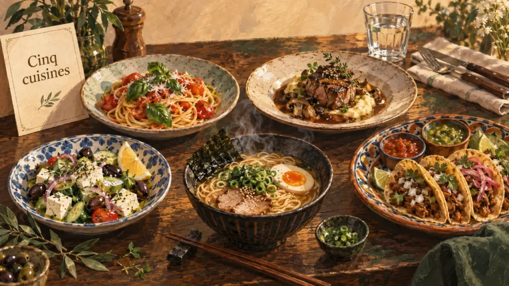 Les 5 grandes cuisines du monde, cinq traditions aux signatures bien distinctes