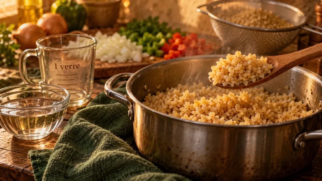 Boulgour cuit : les bonnes proportions pour des grains moelleux, pas pâteux