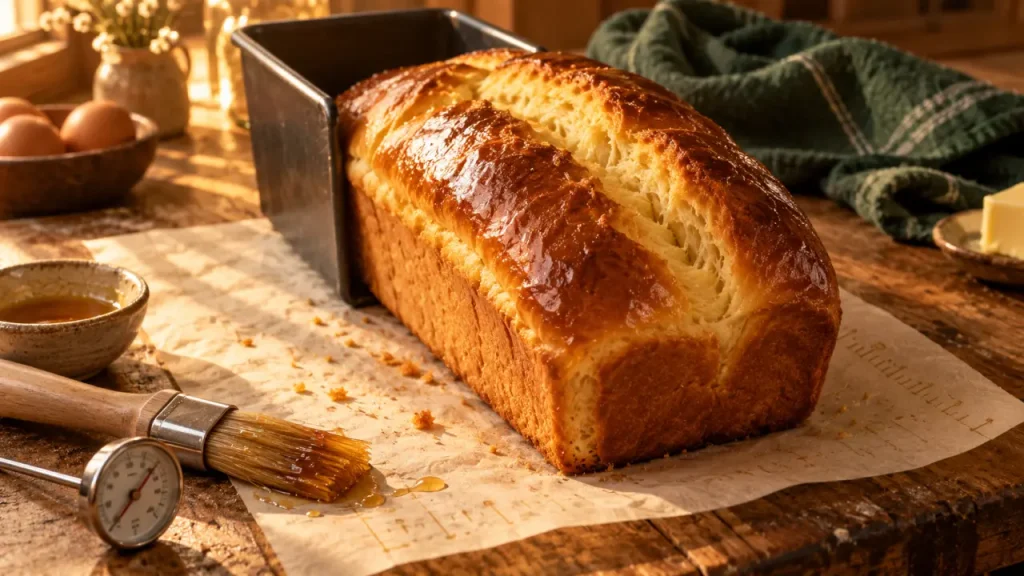 La cuisson de la brioche se joue à 160 °C, avec des repères selon le format
