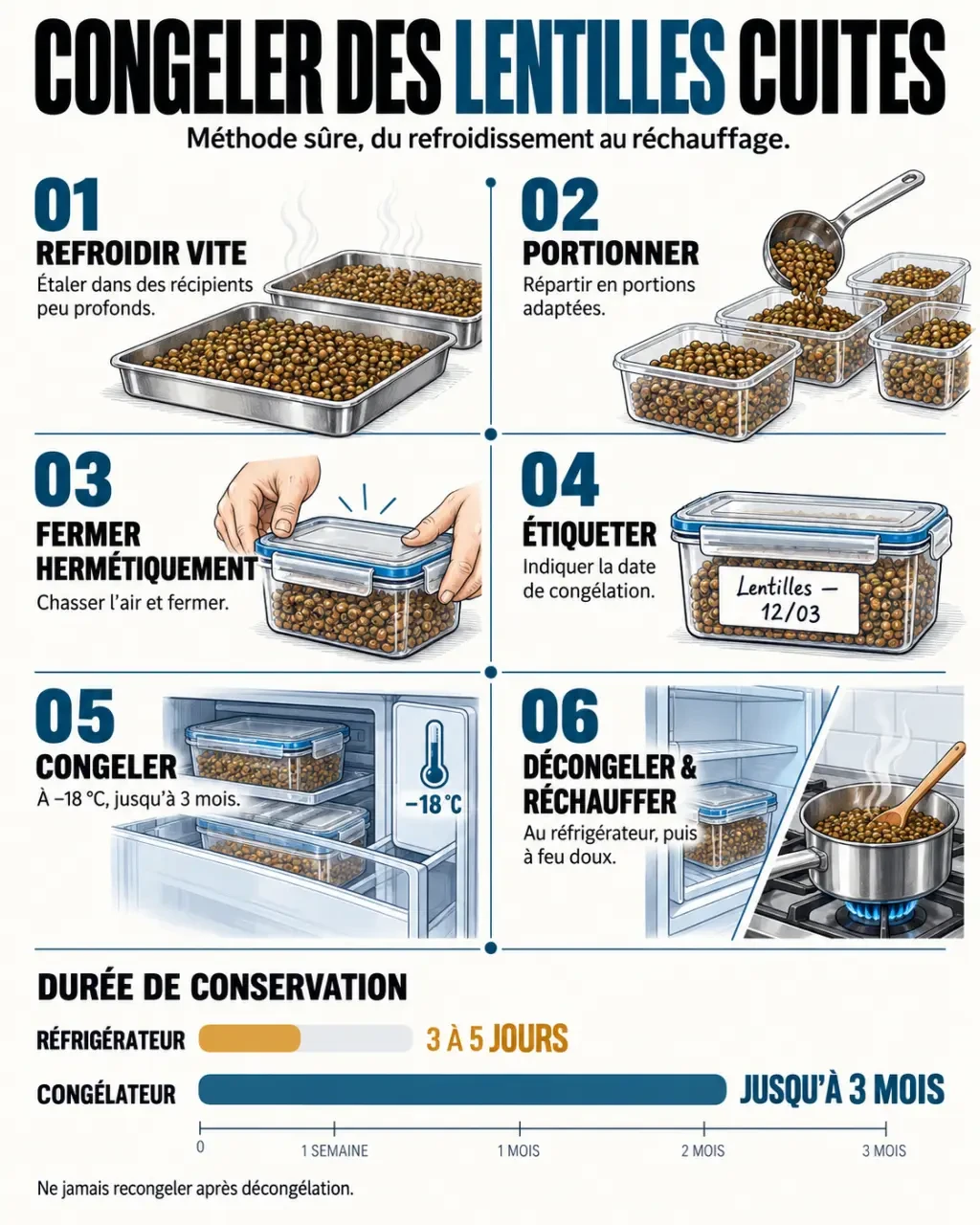 Peut-on congeler des lentilles cuites : étapes, durée de conservation et conseils de décongélation