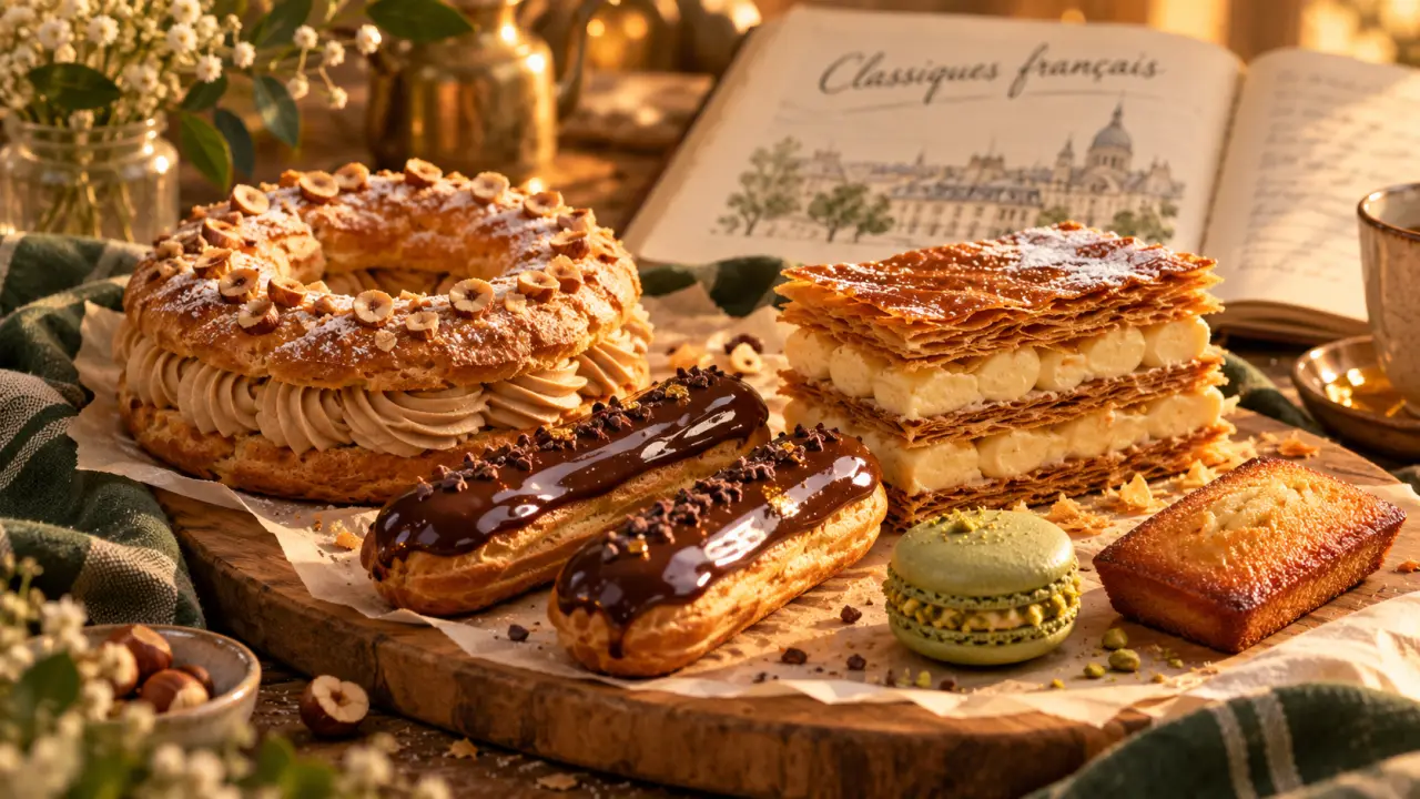 Liste patisserie française : Paris-Brest, éclairs au chocolat et mille-feuille